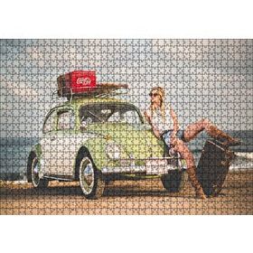 Cakapuzzle Yeşil Beyaz Vosvos ve Gezgin Kız 120 Parça Ahşap Puzzle