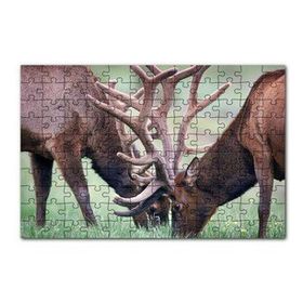 Cakapuzzle Yeşil Çayırda Otlayan Boynuzlu Geyikler 120 Parça Ahşap Puzzle