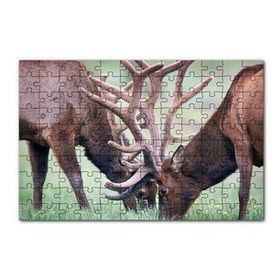 Cakapuzzle Yeşil Çayırda Otlayan Boynuzlu Geyikler 120 Parça Ahşap Puzzle