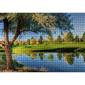 Cakapuzzle Yeşil Çayırlar Durgun Göl ve Söğüt Ağacı Mdf 1000 Parça Puzzle