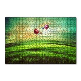 Cakapuzzle Yeşil Çayırlar ve Sıcak Hava Balonları 120 Parça Ahşap Puzzle