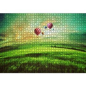 Cakapuzzle Yeşil Çayırlar ve Sıcak Hava Balonları 120 Parça Ahşap Puzzle