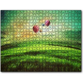 Cakapuzzle Yeşil Çayırlar ve Sıcak Hava Balonları Mdf 120 Parça Puzzle