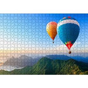 Cakapuzzle Yeşil Dağlar ve Sıcak Hava Balonları 120 Parça Ahşap Puzzle