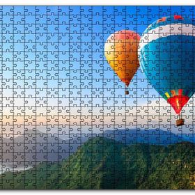 Cakapuzzle Yeşil Dağlar ve Sıcak Hava Balonları Mdf 1000 Parça Puzzle