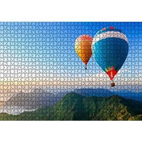 Cakapuzzle Yeşil Dağlar ve Sıcak Hava Balonları Mdf 1000 Parça Puzzle