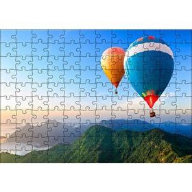 Cakapuzzle Yeşil Dağlar ve Sıcak Hava Balonları Mdf 120 Parça Puzzle