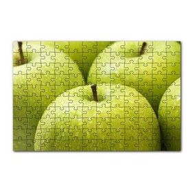 Cakapuzzle Yeşil Elmalar ve Su Damlaları Yakın Çekim 120 Parça Ahşap Puzzle