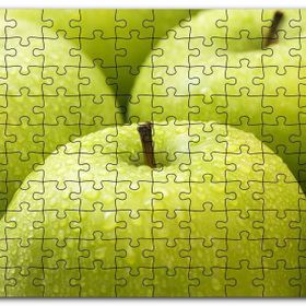 Cakapuzzle Yeşil Elmalar ve Su Damlaları Yakın Çekim Mdf 255 Parça Puzzle