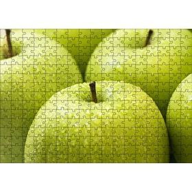 Cakapuzzle Yeşil Elmalar ve Su Damlaları Yakın Çekim Mdf 255 Parça Puzzle