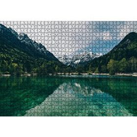 Cakapuzzle Yeşil Göl Orman ve Karlı Dağlar 1000 Parça Puzzle