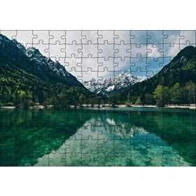 Cakapuzzle Yeşil Göl Orman ve Karlı Dağlar 120 Parça Ahşap Puzzle