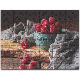 Cakapuzzle Yeşil Kasede Ahududular ve Gri Tül Mdf 1000 Parça Puzzle