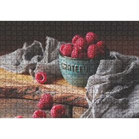 Cakapuzzle Yeşil Kasede Ahududular ve Gri Tül Mdf 500 Parça Puzzle