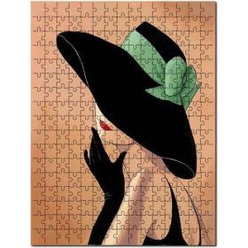 Cakapuzzle Yeşil Kurdeleli Şapkalı Kadın Görseli 255 Parça Puzzle