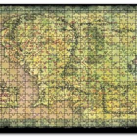Cakapuzzle Yeşil Renk Mordur Orta Düya Haritası Görseli Mdf 1000 Parça Puzzle