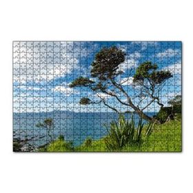 Cakapuzzle Yeşil Tepeden Deniz ve Bulutlar Manzarası 120 Parça Ahşap Puzzle