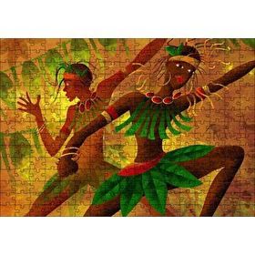 Cakapuzzle Yeşil Yaprak Elbiseli Dans Eden Afrikalı Kadınlar 255 Parça Puzzle