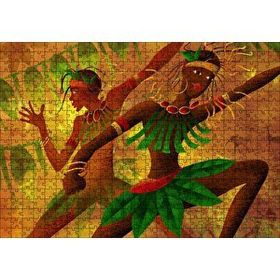 Cakapuzzle Yeşil Yaprak Elbiseli Dans Eden Afrikalı Kadınlar 500 Parça Puzzle
