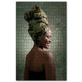 Cakapuzzle Yeşil Yöresel Başlığıyla Afrika Güzeli Ahşap 1000 Parça Puzzle