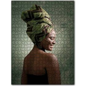 Cakapuzzle Yeşil Yöresel Başlığıyla Afrika Güzeli Ahşap 1000 Parça Puzzle