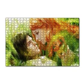 Cakapuzzle Yeşillikler Arasındaki Genç Kız ve Erkek Çizim 120 Parça Ahşap Puzzle