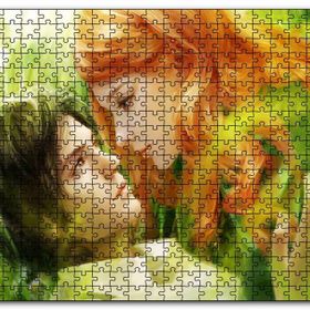 Cakapuzzle Yeşillikler Arasındaki Genç Kız ve Erkek Çizim Mdf 500 Parça Puzzle