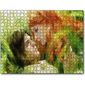 Cakapuzzle Yeşillikler Arasındaki Genç Kız ve Erkek Çizim Mdf 500 Parça Puzzle