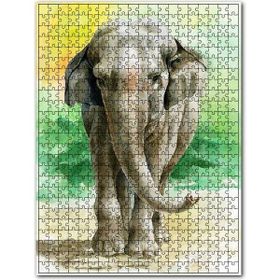 Cakapuzzle Yeşillikler Önünde Fil Suluboya Çizim 255 Parça Puzzle