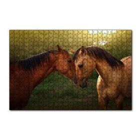Cakapuzzle Yeşillikler ve Kahverengi At Çifti 120 Parça Ahşap Puzzle