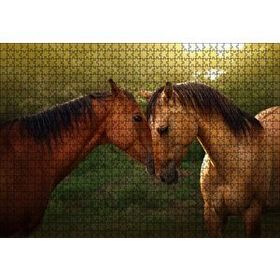 Cakapuzzle Yeşillikler ve Kahverengi At Çifti 120 Parça Ahşap Puzzle