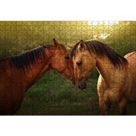 Cakapuzzle Yeşillikler ve Kahverengi At Çifti 120 Parça Ahşap Puzzle