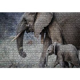 Cakapuzzle Yetişkin Fil ve Yavrusu 120 Parça Ahşap Puzzle