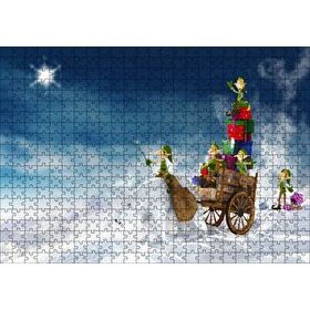 Cakapuzzle Yılbaşı Hediyelerini Teslim Eden Minik Elfler Mdf 500 Parça Puzzle