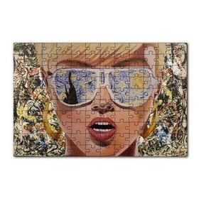 Cakapuzzle Yıldızlı Gece Desenli Gözlüklü Retro Kız 120 Parça Ahşap Puzzle