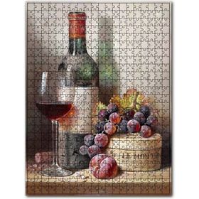 Cakapuzzle Yıllanmış Şarap Kadeh Üzüm ve Erik Ahşap 255 Parça Puzzle