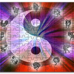 Cakapuzzle Yin Yang Sembolü ve Çin Hayvanlı Takvimi Mdf 1000 Parça Puzzle
