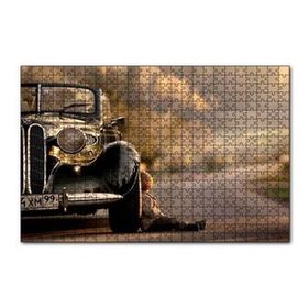 Cakapuzzle Yolda Antika Araba Ve Çocuk Görseli 120 Parça Ahşap Puzzle
