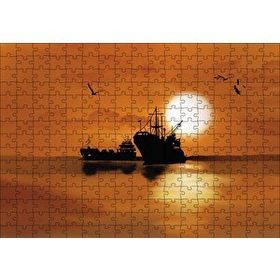 Cakapuzzle Yük Gemisi Martılar Gün Batımı Ahşap 255 Parça Puzzle