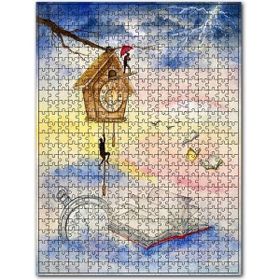 Cakapuzzle Zamanın Sınırında Kitap ve Saatler Ahşap 255 Parça Puzzle
