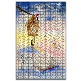 Cakapuzzle Zamanın Sınırında Kitap ve Saatler Ahşap 500 Parça Puzzle