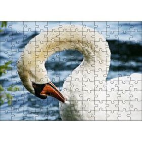 Cakapuzzle Zarif Beyaz Kuğu Yakın Plan 120 Parça Ahşap Puzzle
