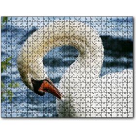 Cakapuzzle Zarif Beyaz Kuğu Yakın Plan Mdf 1000 Parça Puzzle