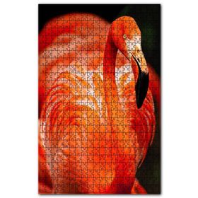 Cakapuzzle Zarif Flamingo Siyah Arkaplan Ahşap 255 Parça Puzzle