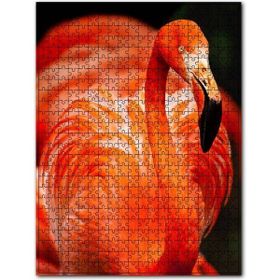 Cakapuzzle Zarif Flamingo Siyah Arkaplan Ahşap 255 Parça Puzzle