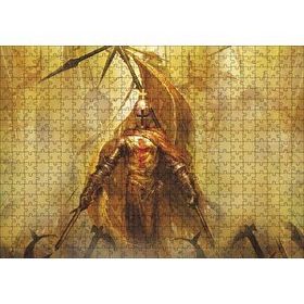 Cakapuzzle Zırhlı Haçlı Şövalyesi ve Savaş Sancakları 120 Parça Ahşap Puzzle