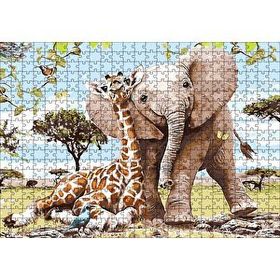 Cakapuzzle Zurafa Fil Karga 120 Parça Ahşap Puzzle