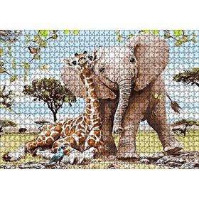 Cakapuzzle Zurafa Fil Karga 120 Parça Ahşap Puzzle