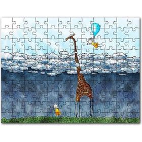 Cakapuzzle Zürafa Iki Çocuk Bulutlar Boyama Sanat Eseri 500 Parça Puzzle