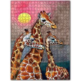 Cakapuzzle Zürafalar ve Turuncu Renkli Güneş 120 Parça Puzzle